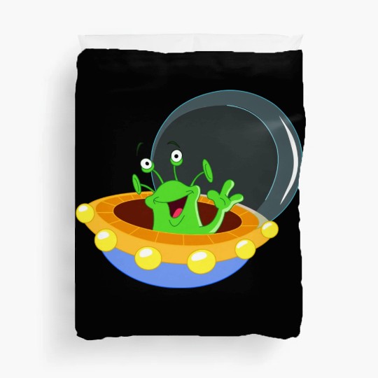 Happy Green Alien Duvet Covers
