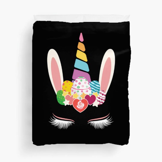 Happy Easter Unicorn Bunny Ears Eggs Hunter Duvet Covers