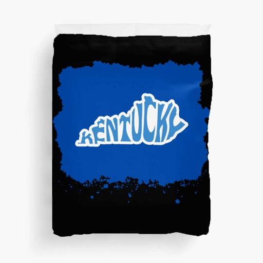 Kentucky Typography Sticker in State Shape Duvet Covers