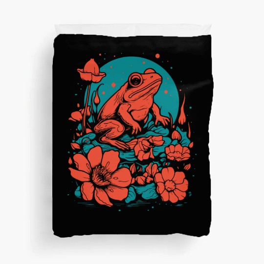 Goth Poison Frog Goblincore Fairycore Floral Frogs Duvet Covers