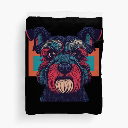 Retro Schnauzer Portrait Duvet Covers