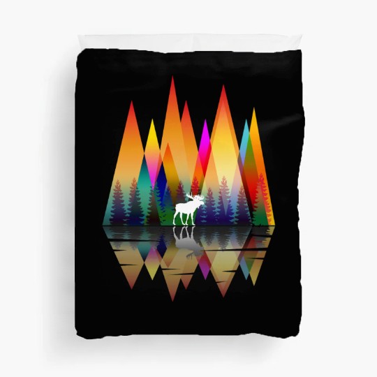 MOUNTAIN RAINBOW MOOSE Duvet Covers