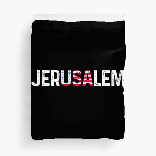 Jerusalem Usa America Flag Israel Duvet Covers