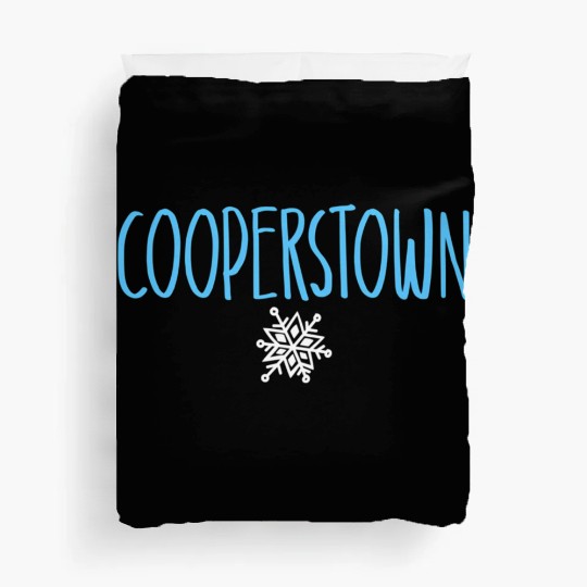 Cooperstown Ny Snowflake Drawing Light Blue Text Duvet Covers