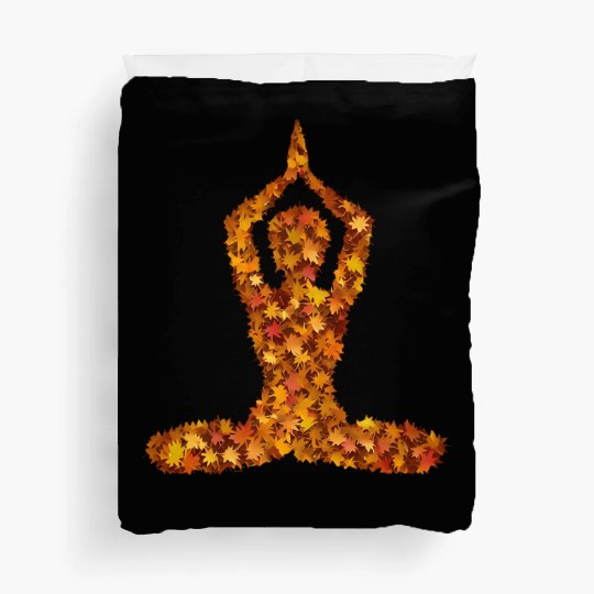 Autumn yoga in the splendour of leaves Duvet Covers