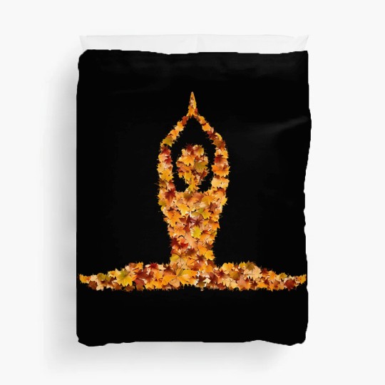 Autumn yoga in the splendour of leaves Duvet Covers