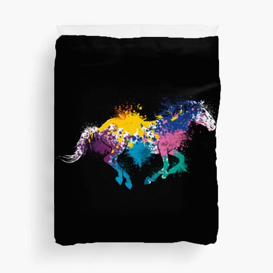 Colorful Splash Art Farm animals Horse Duvet Covers