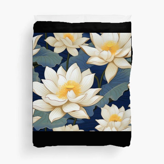 Serenity Blooms: Timeless Lotus Pattern Duvet Covers