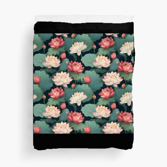 Serenity Blooms: Timeless Lotus Pattern Duvet Covers
