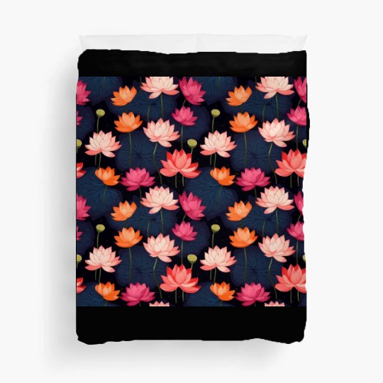 Serenity Blooms: Timeless Lotus Pattern Duvet Covers
