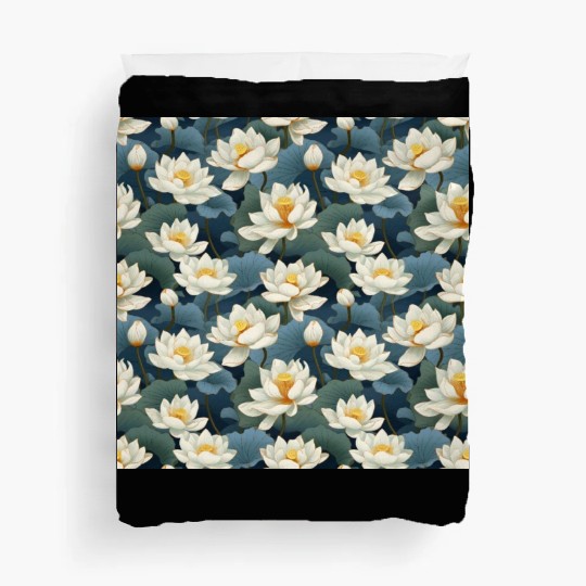 Serenity Blooms: Timeless Lotus Pattern Duvet Covers