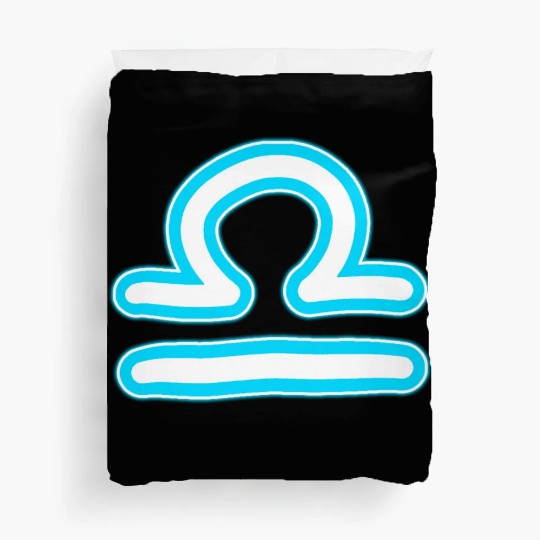 Libra Zodiac Sign Neon Blue Duvet Covers