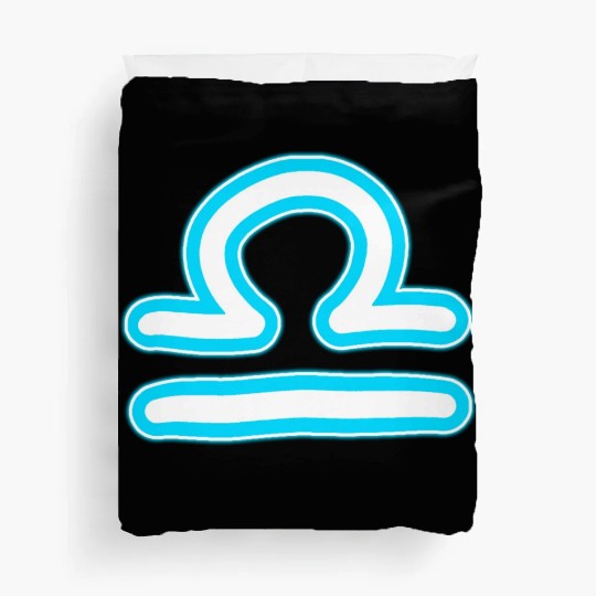 Libra Zodiac Sign Neon Blue Duvet Covers