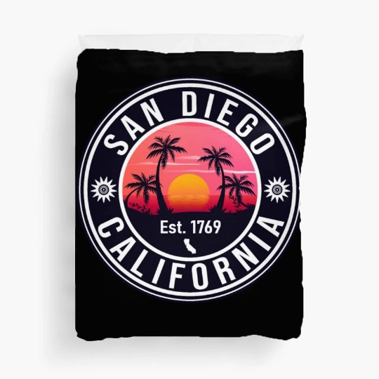 San Diego California Beach Retro Sunset Souvenirs Duvet Covers