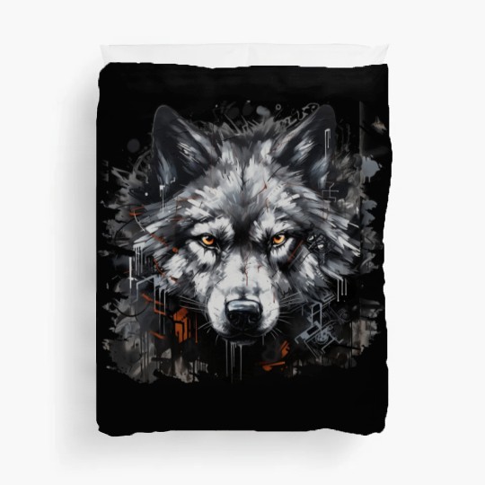 The Lone Wolf. Urban Hunter, Graffiti Style. Duvet Covers