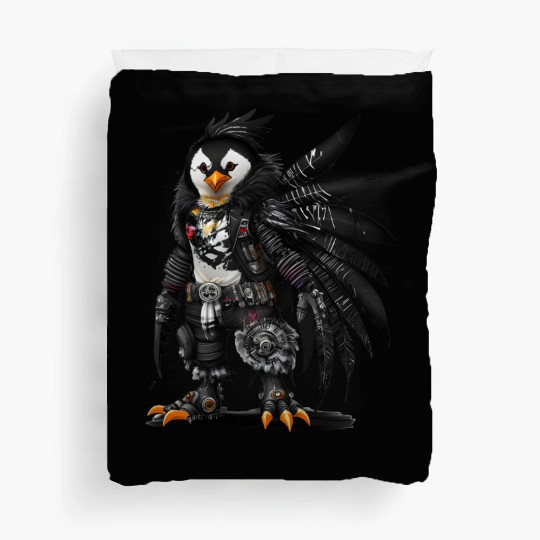 Punkrock Penguin with large feathers Duvet Covers