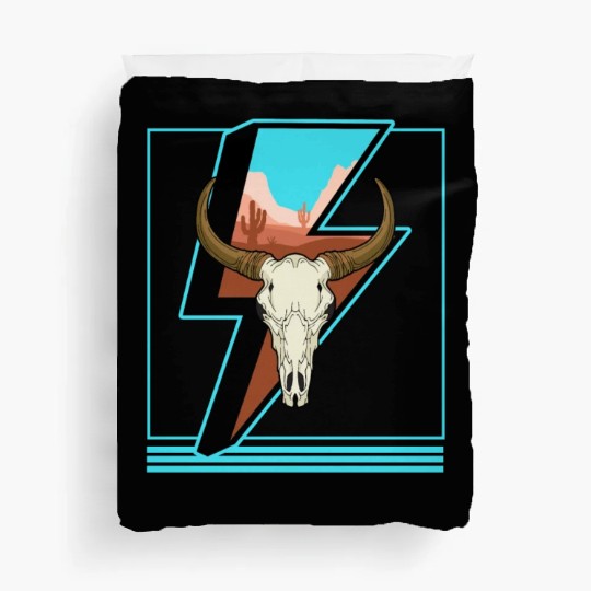 Cowboy Duvet Covers, Lightning Cow Skull Dessert Cactus