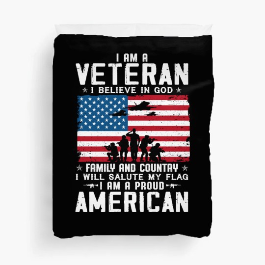 I Am A Proud American Veteran Duvet Covers