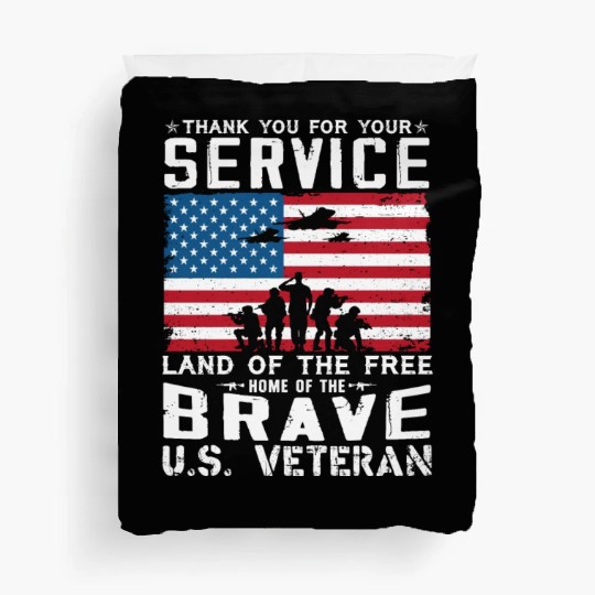 US Army Veteran Land Of The Free Duvet Covers