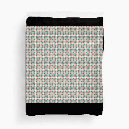 Retro Checkered Pattern Yellow Teal Coral Duvet Covers