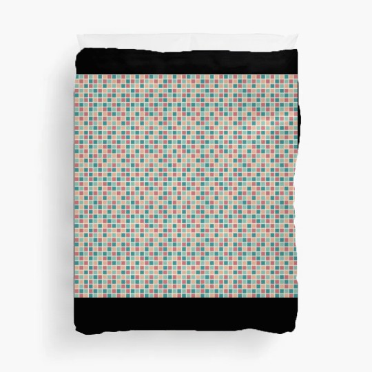 Retro Checkered Pattern Yellow Teal Coral Duvet Covers