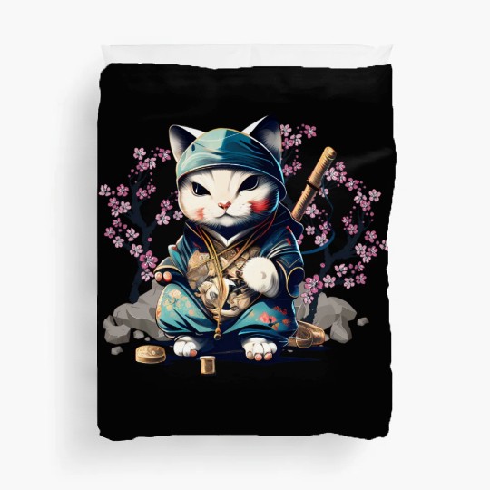Samurai Cat Anime Kawaii Japanese Style Duvet Covers