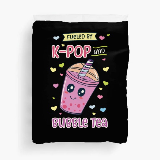Kpop And Bubble Tea Korean Music Tapioca Boba Duvet Covers