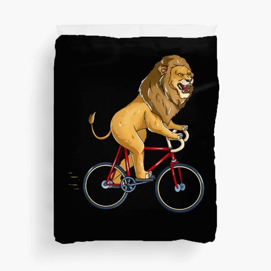 Lion Riding Bicycle Cute Biker Cyclist Cycling Duvet Covers