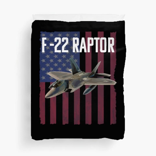 F 22 Raptor Aircraft USA Flag Duvet Covers