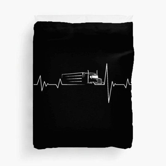 Truck driver heart beat 18 wheeler semi-trailer tr Duvet Covers