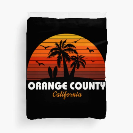 Retro Orange County California Sunset Cool Duvet Covers