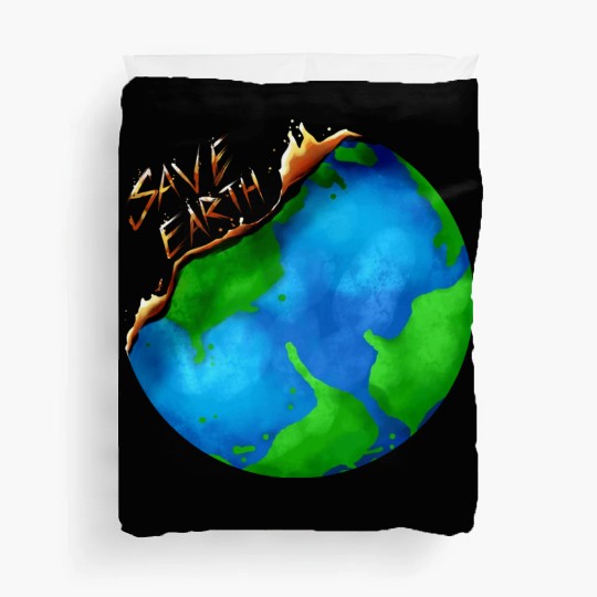 Burning Earth Globe Save Earth For Earth Day Duvet Covers
