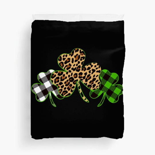 St Patricks Day Leopard Print Plaid Shamrock Duvet Covers