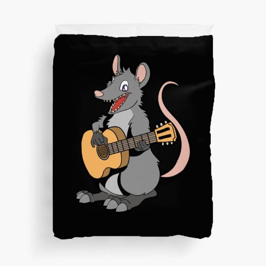 Comic Opossum Playing Guitar Duvet Covers