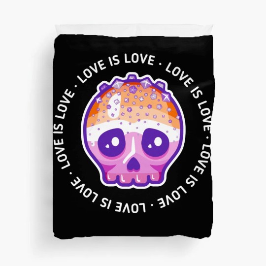 Love Is Love Lesbian Pride Skull Duvet Covers