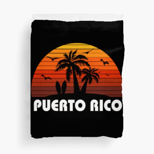 Retro Puerto Rico Sunset Cool Vintage Vacation Duvet Covers
