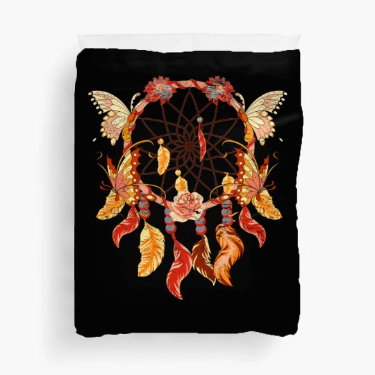 Boho flowers butterfly gift dream catcher Duvet Covers