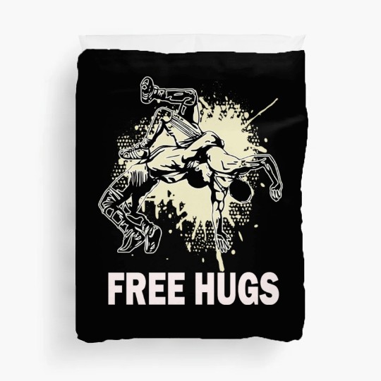 Free Hugs Wrestling Mens Youth Wrestling Lover Duvet Covers
