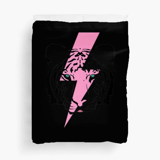 tiger and hot pink lightning bolt premium Duvet Covers
