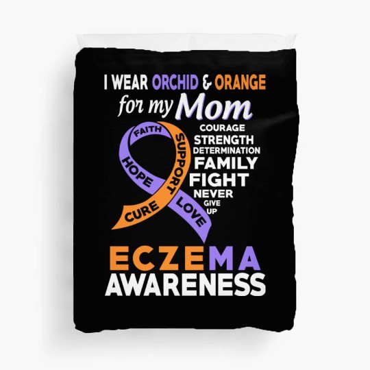 I Wear Orchid Orange For My Mom Eczema Awareness Duvet Covers