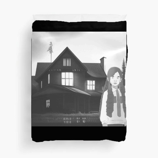 Is a haunted house??? (Black and white version) Duvet Covers