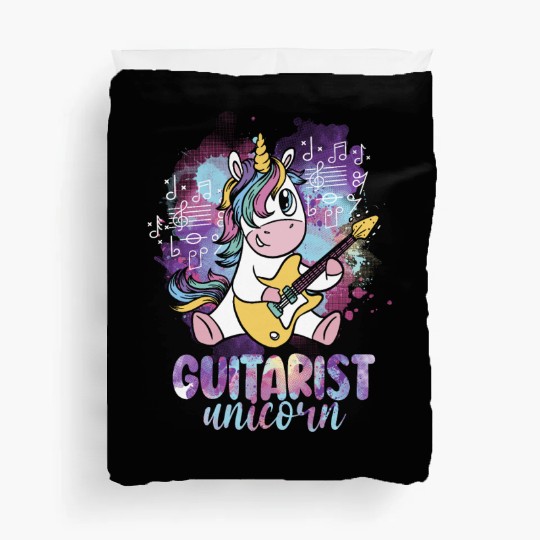 Guitarist Unicorn Music Lover Pony Musician Guitar Duvet Covers