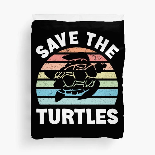 Save The Turtles Sea Turtle Retro Sunset Duvet Covers