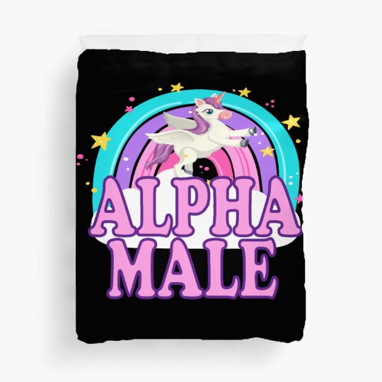 Ironic Alpha Male Unicorn Rainbow Funny Duvet Covers