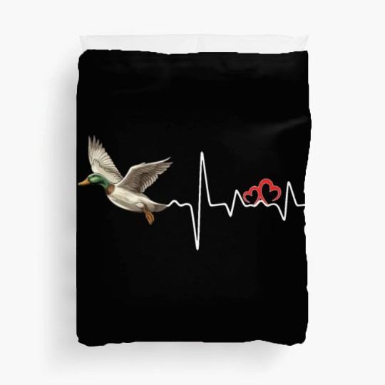 Duck Hunting Love Heartbeat Duck Hunter Duvet Covers