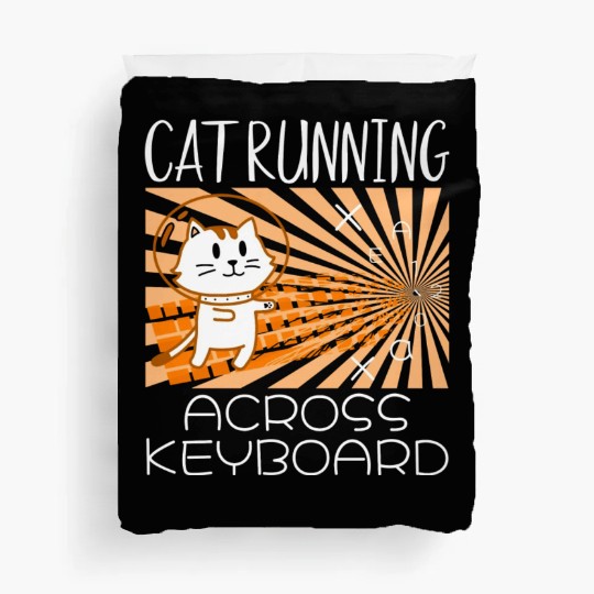 Cat Running Keyboard Across The Space Cat Riding Duvet Covers