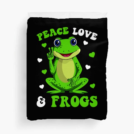 Peace Love Frogs Lover Frog Kids Girls Women Duvet Covers