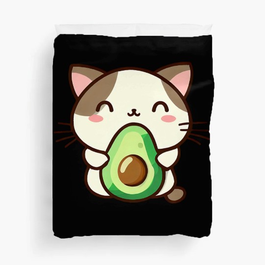 Cat with avocado Duvet Covers