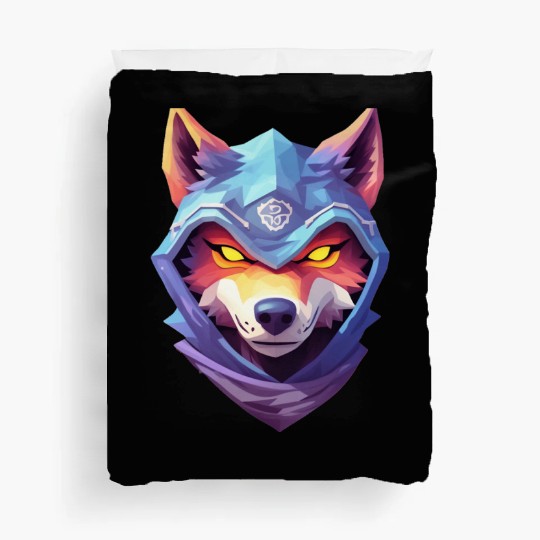 Hooded Alpha Wolf Ninja: Leader of the Night Duvet Covers
