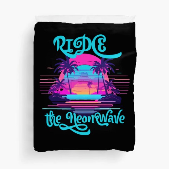 Neon Wave Dreams Ride the 80s Nostalgia Duvet Covers